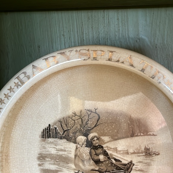 Antique Harper Pottery Co Semi Porcelain Baby Plate c 1890-1910 bowl - Picture 4 of 11